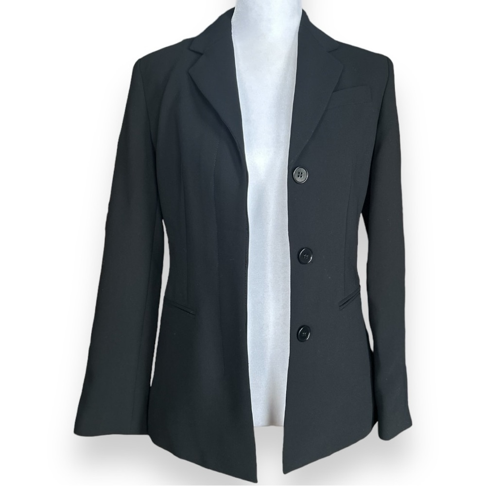 Talbots Women’s 3 Button Blazer Solid Black Vente… - image 1